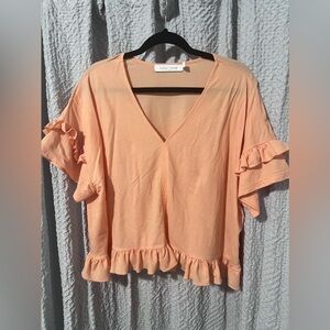 Orange Color Bishop + Young Ruffled Sleeve Knit Tee NWT Size 1X